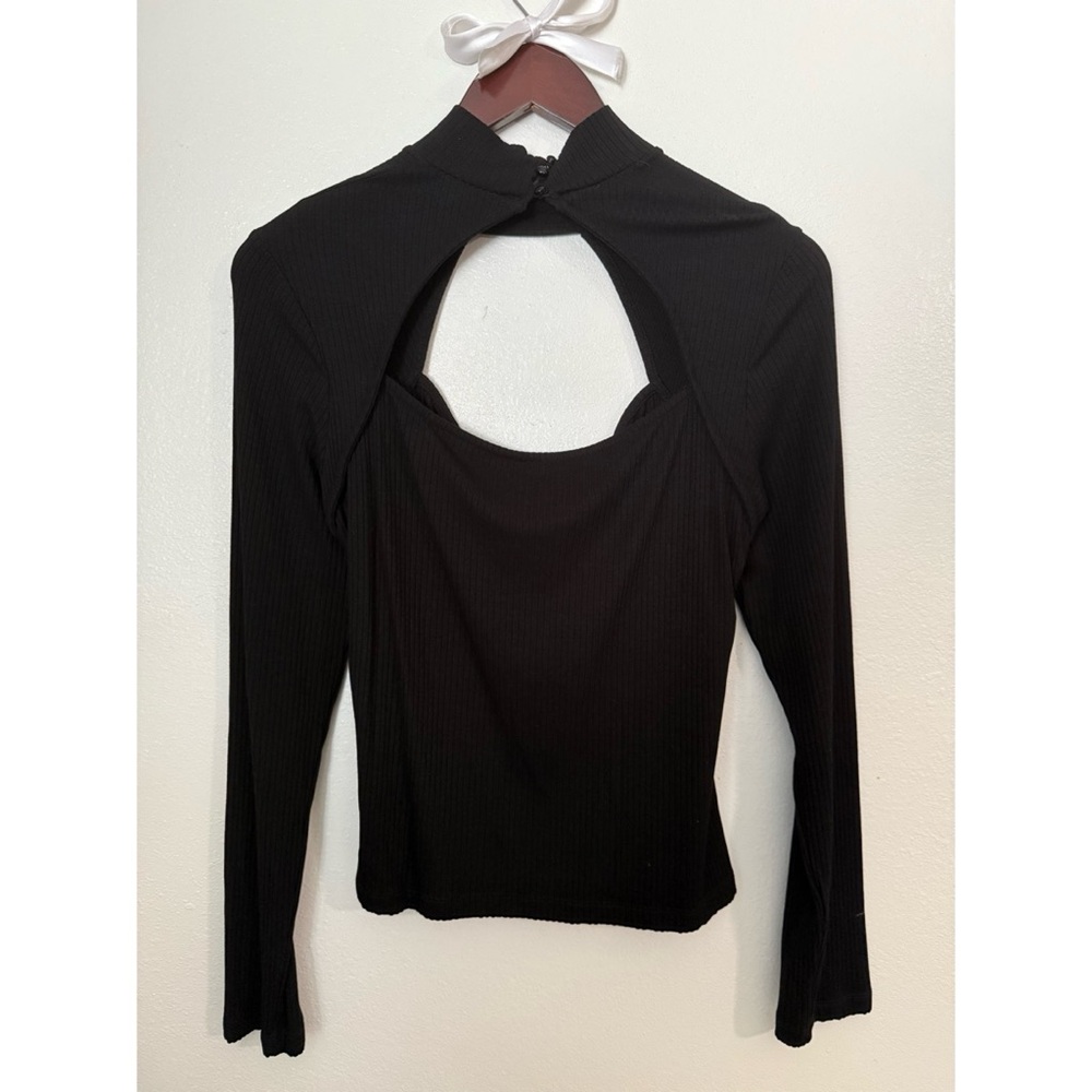 ASOS black ribbed long sleeve - Picture 2 of 3